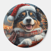 Australian Shepherd Dog Roller Onderzetter Kerst Magneet (Voorkant)