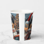 Australian Shepherd Dog Roller Onderzetter Kerst Papieren Bekers (Links)