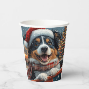 Australian Shepherd Dog Roller Onderzetter Kerst Papieren Bekers