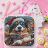 Australian Shepherd Dog Roller Onderzetter Kerst Papieren Bordje (Feest)