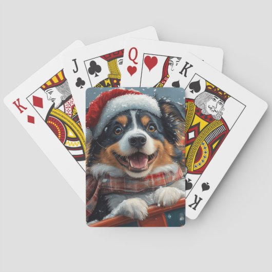 Australian Shepherd Dog Roller Onderzetter Kerst Pokerkaarten (Achterkant)