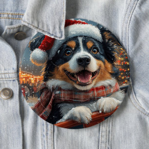Australian Shepherd Dog Roller Onderzetter Kerst Ronde Button 6,0 Cm