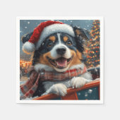 Australian Shepherd Dog Roller Onderzetter Kerst Servet (Voorkant)