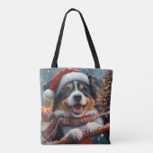 Australian Shepherd Dog Roller Onderzetter Kerst Tote Bag (Achterkant)