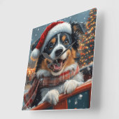 Australian Shepherd Dog Roller Onderzetter Kerst Vierkante Klok (Hoek)