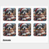 Australian Shepherd Dog Roller Onderzetter Kerst Vierkante Sticker (Vel)