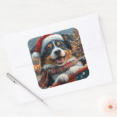 Australian Shepherd Dog Roller Onderzetter Kerst Vierkante Sticker (Envelop)