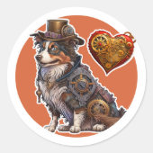 Australian Shepherd Dog Ronde Sticker (Voorkant)