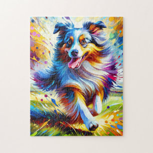 Australian Shepherd Dog Running Acryl Art Print Legpuzzel