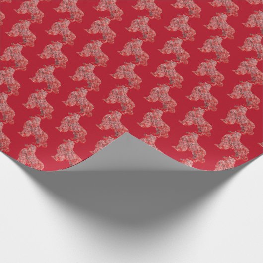 Australian Shepherd Dog Schattige Silhouette Red Cadeaupapier (Hoek)