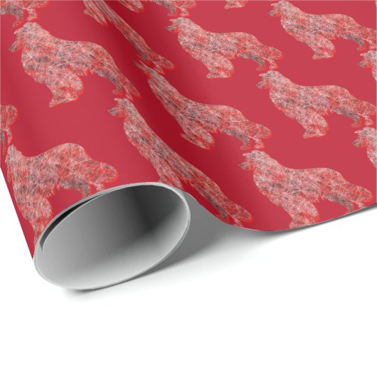 Australian Shepherd Dog Schattige Silhouette Red Cadeaupapier (Rol Hoek)