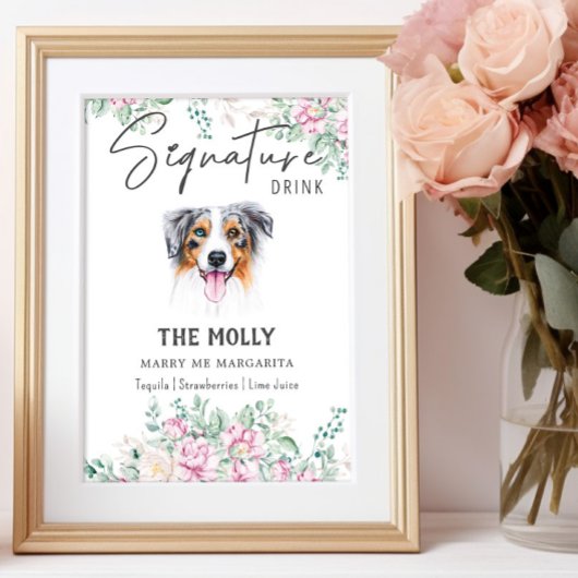 Australian Shepherd Dog Signature Drink Teken Poster