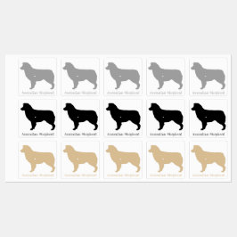 Australian Shepherd Dog Silhouette Sticker Set