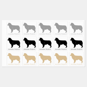 Australian Shepherd Dog Silhouette Sticker Set