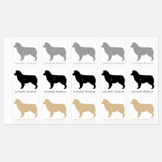 Australian Shepherd Dog Silhouette Sticker Set