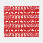 Australian Shepherd Dog Silhouettes Kerstrood Fleece Deken (Voorkant (Horizontaal))