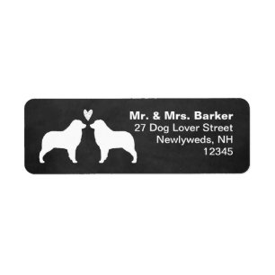 Australian Shepherd Dog Silhouettes met hart Etiket