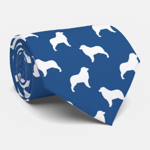 Australian Shepherd Dog Silhouettes Pattern Blue Stropdas
