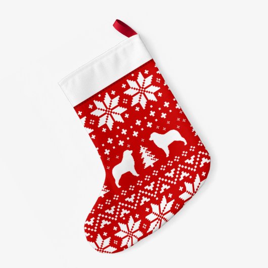 Australian Shepherd Dog Silhouettes Pattern Cute Kleine Kerstsok (Achterkant (Hangend))