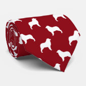 Australian Shepherd Dog Silhouettes Pattern Red Stropdas (Opgerold)