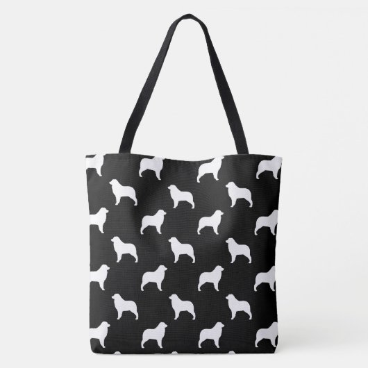 Australian Shepherd Dog Silhouettes Patterned Tote Bag (Achterkant)