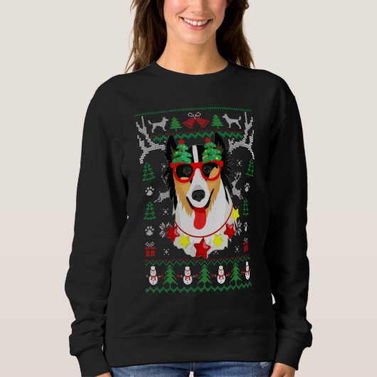 Australian Shepherd Dog Ugly Kerstrendeer Sw Trui (Voorkant)