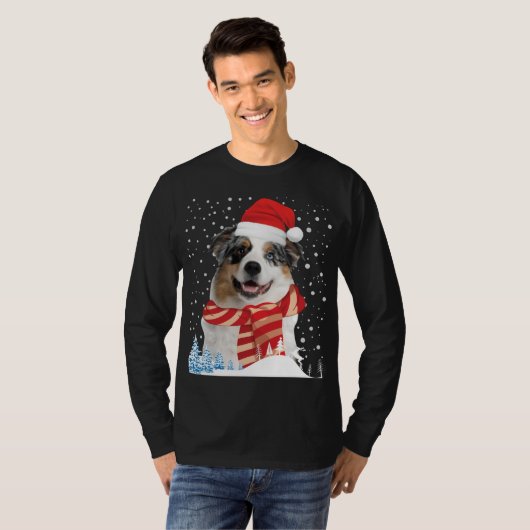 Australian Shepherd Dog Ugly KerstSweater Fun T-shirt (Voorkant volledig)