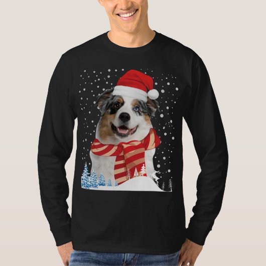 Australian Shepherd Dog Ugly KerstSweater Fun T-shirt (Voorkant)