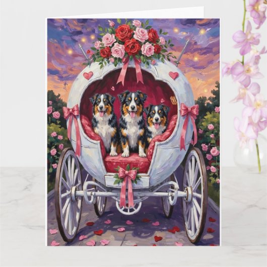 Australian Shepherd Dog Valentine's Day  Kaart (Orchidee)