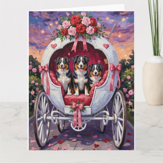 Australian Shepherd Dog Valentine's Day  Kaart (Voorkant)