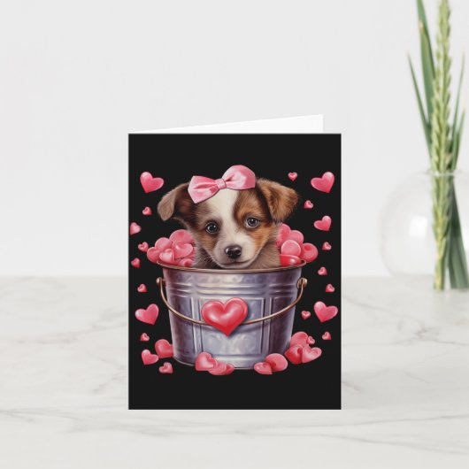 Australian Shepherd Dog Valentines Puppy Love Hear Kaart (Voorkant)