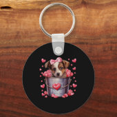 Australian Shepherd Dog Valentines Puppy Love Hear Sleutelhanger (Voorkant)