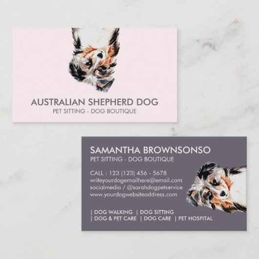 Australian Shepherd Dog Visitekaartje (Voorkant / Achterkant)