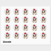 Australian Shepherd Dog Waterverf Santa Ronde Sticker (Vel)