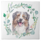 Australian Shepherd Dog Waterverf Wreath Tegeltje (Voorkant)