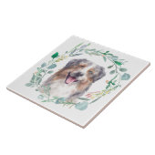 Australian Shepherd Dog Waterverf Wreath Tegeltje (Zijkant)