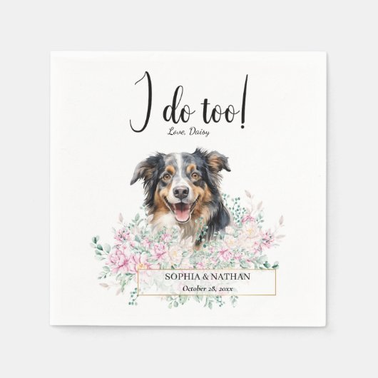 Australian Shepherd Dog Wedding Cocktail Napkins Servet (Voorkant)