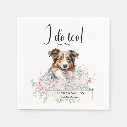 Australian Shepherd Dog Wedding Cocktail Napkins Servet (Voorkant)