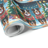 Australian Shepherd Dogs Christmas Snow Holiday Cadeaupapier (Rol Hoek)