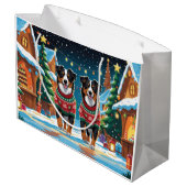 Australian Shepherd Dogs Christmas Snow Holiday Groot Cadeauzakje (Achterkant Gekanteld)