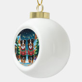 Australian Shepherd Dogs Christmas Snow Holiday Keramische Bal Ornament (Rechts)