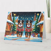 Australian Shepherd Dogs Kerstmis Sneeuw Vakantie Kaart (Voorkant)