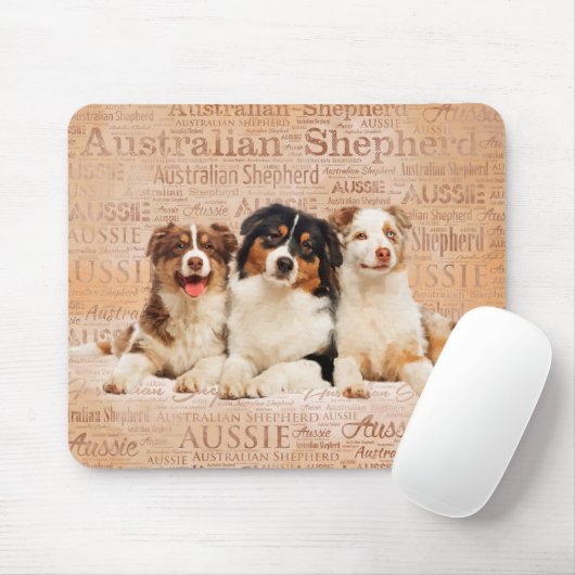 Australian Shepherd dogs op Word Cloud 1 Muismat (Met muis)
