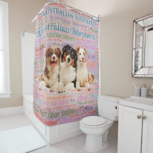 Australian Shepherd dogs op Word Cloud 2 Douchegordijn