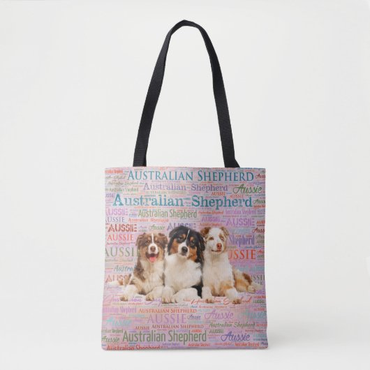 Australian Shepherd dogs op Word Cloud 2 Tote Bag (Voorkant)