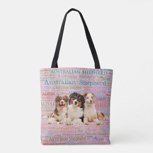 Australian Shepherd dogs op Word Cloud 2 Tote Bag (Achterkant)