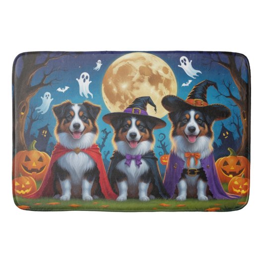 Australian Shepherd Dogs Pumpkin Halloween Grappig Badmat (Voorkant)