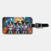 Australian Shepherd Dogs Pumpkin Halloween Grappig Bagagelabel (Voorkant horizontaal)