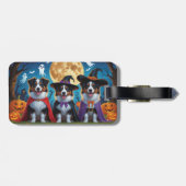 Australian Shepherd Dogs Pumpkin Halloween Grappig Bagagelabel (Achterkant horizontaal)