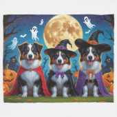 Australian Shepherd Dogs Pumpkin Halloween Grappig Fleece Deken (Voorkant (Horizontaal))